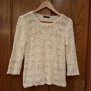 Willi Smith Crochet Scoopneck Sweater Ivory Cotton